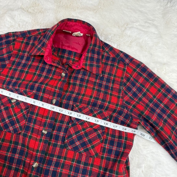 Appalachian Trail Vintage Wool Blend Flannel Plaid Button Up Shirt Red Men's XS - Picture 5 of 6